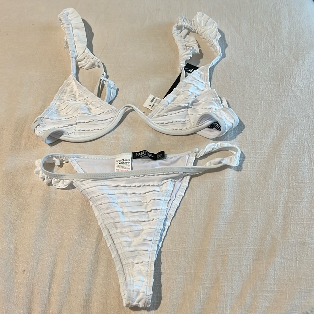 Nastygal white ruffle bikini! Brand new with tags